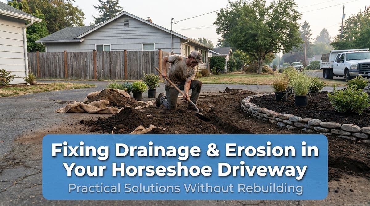 How We Fix Horseshoe Driveway Island Drainage & Erosion image